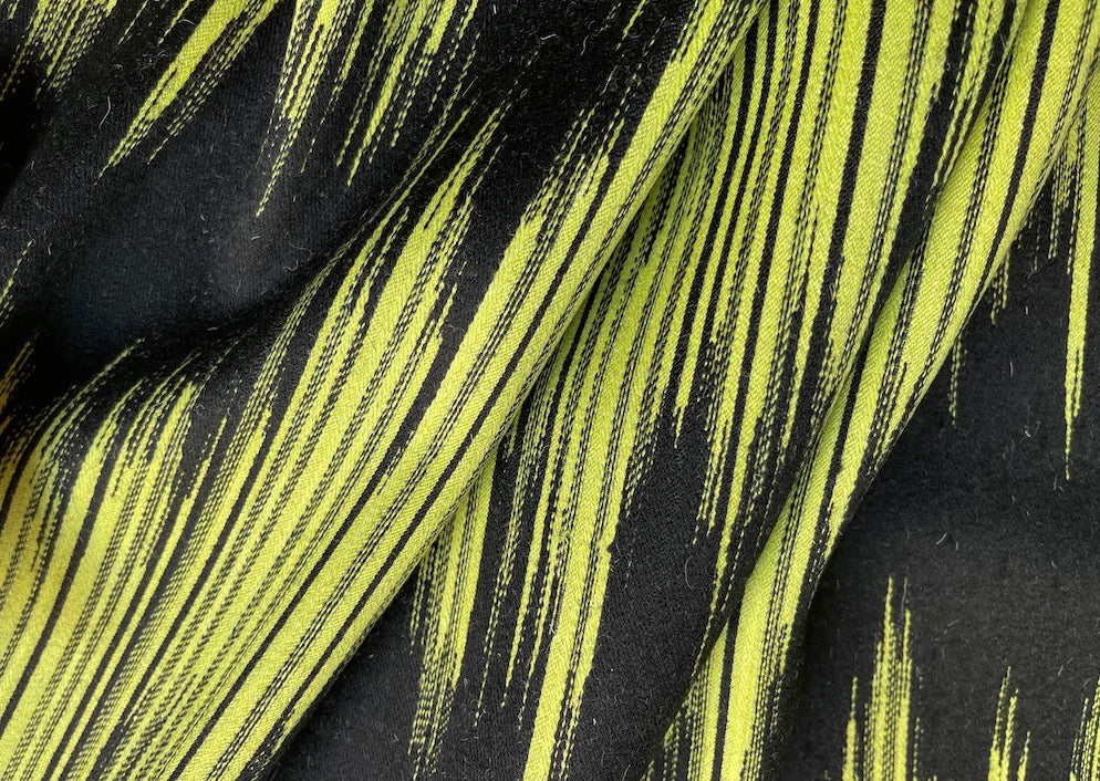 Reversible Bright Lemon Stalactites Wool Blend Melton Coating (Made in Italy)