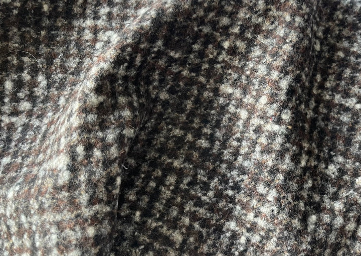 Fabian Filippi Coffee Bean & Abalone Checked Wool Melton Coating (Made in Italy)