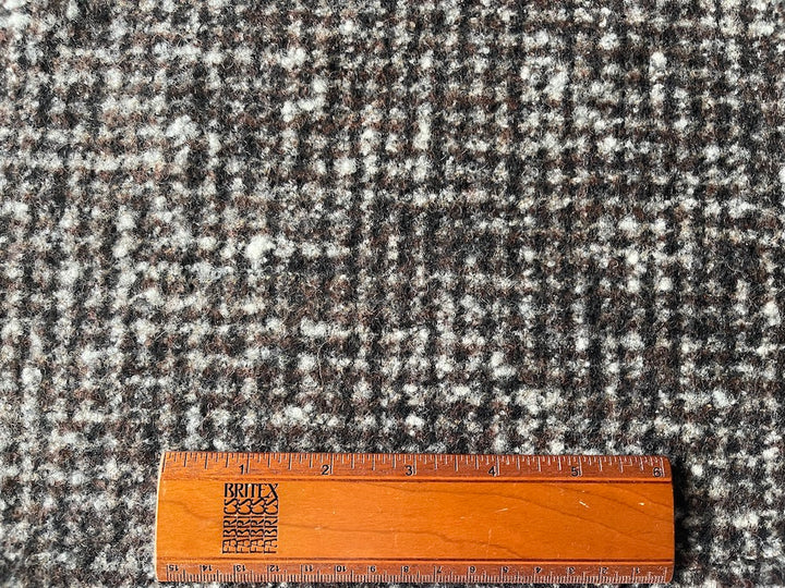 Fabian Filippi Coffee Bean & Abalone Checked Wool Melton Coating (Made in Italy)