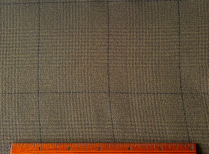 Mushroom Houndtooth Plaid Stretch Virgin Wool Crepe (Made in Italy)