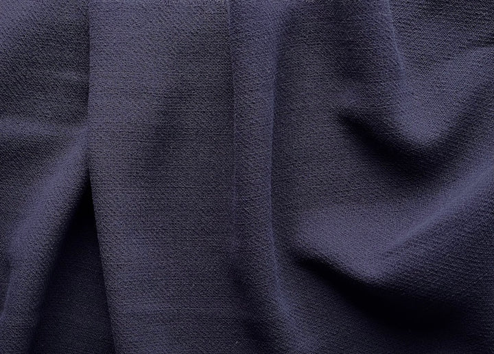 Designer Semi-Sheer Navy Ink Blue Wool Crepe (Made in Italy)