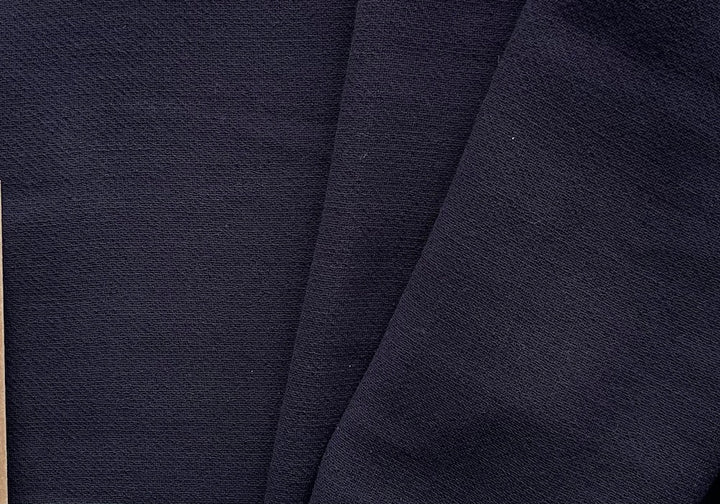 Designer Semi-Sheer Navy Ink Blue Wool Crepe (Made in Italy)