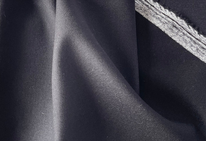 Mid-Weight Storm Cloud Black Stretch Wool Flannel (Made in Italy)