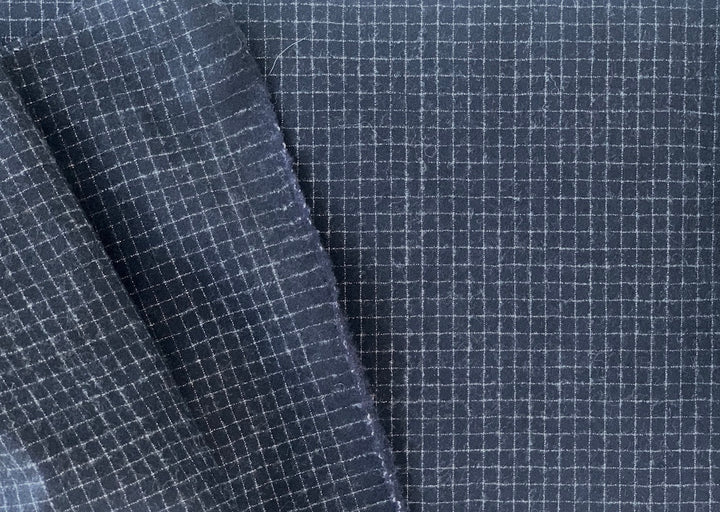 Black & White Chalk Squares Wool Flannel (Made in Italy)