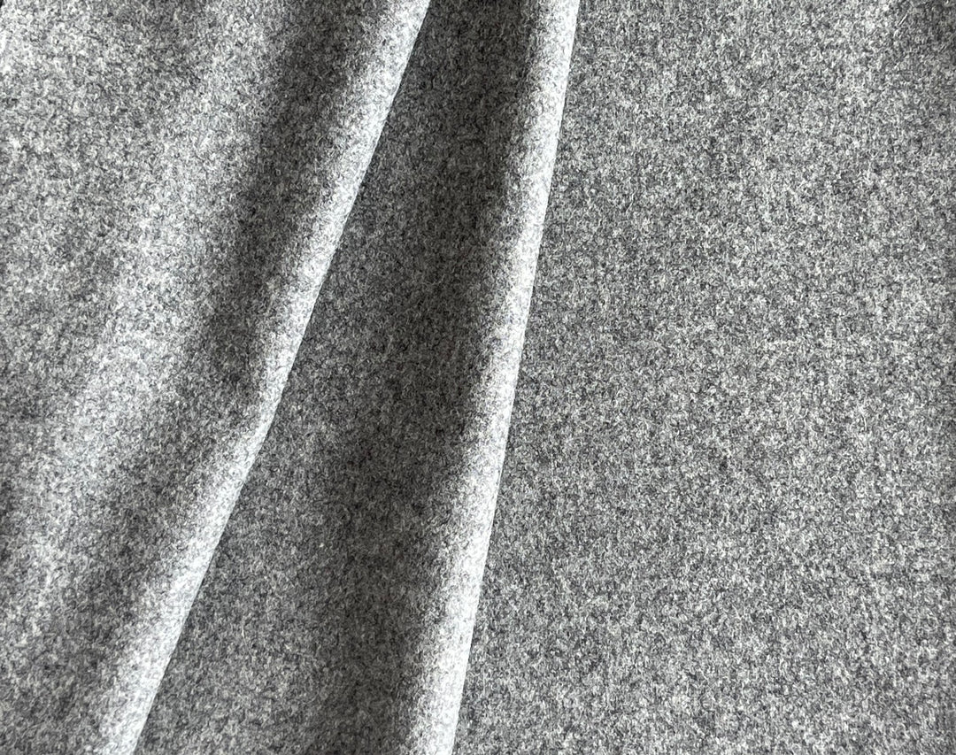 Heathered Abalone Grey Stretch Wool Flannel  (Made in Italy)