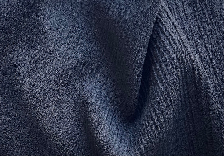 Storm Cloud Black Semi-Sheer Crinkled Wool Gauze