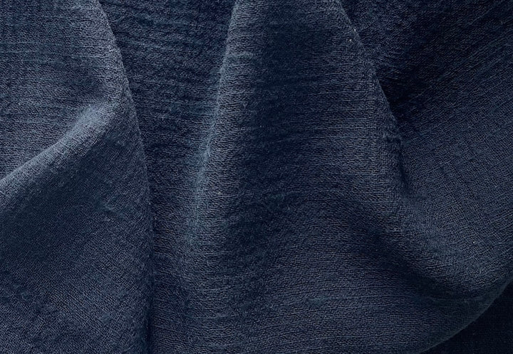 Semi-Sheer Cool Black Crinkled Wool Gauze