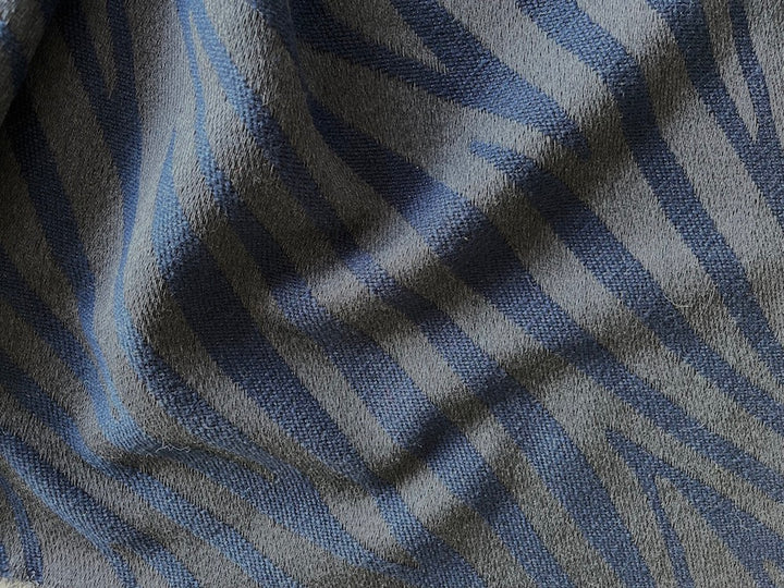 Moderne Navy & Smoke Zebra Wool Blend Twill Coating (Made in Italy)