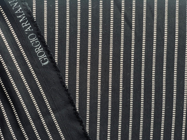 Giorgio Armani Black & White Striped Wool  Suiting  (Made in Italy)