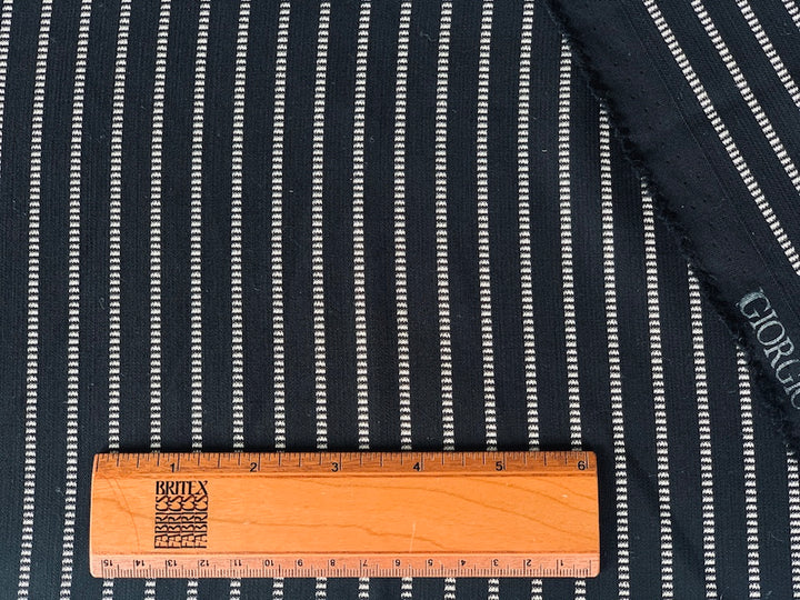 Giorgio Armani Black & White Striped Wool  Suiting  (Made in Italy)