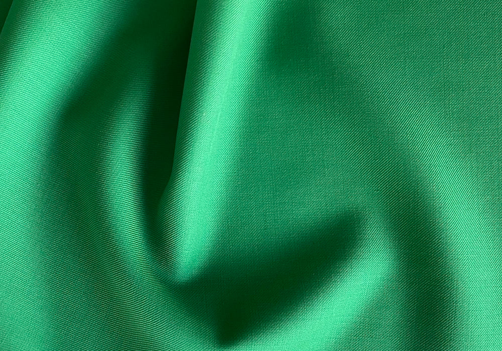 Luciano Brunelli Lush Emerald Selvedged  Wool Twill Suiting  (Made in Italy)