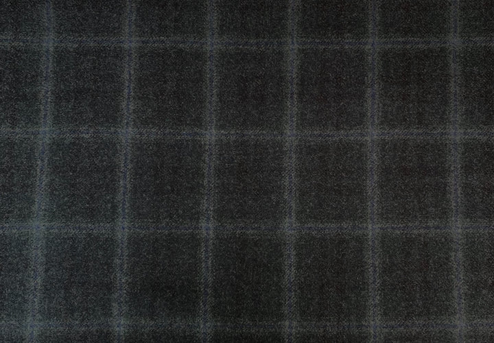 Heathered Charcoal Grey Plaid Wool Flannel (Made in Italy)