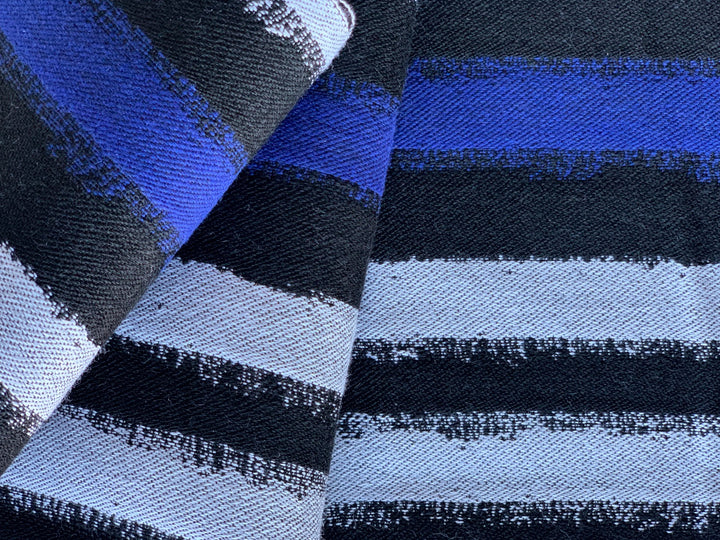Ikat Ultramarine, Black & White Wool Blend Suiting (Made in Italy)