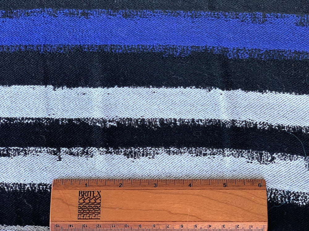 Ikat Ultramarine, Black & White Wool Blend Suiting (Made in Italy)