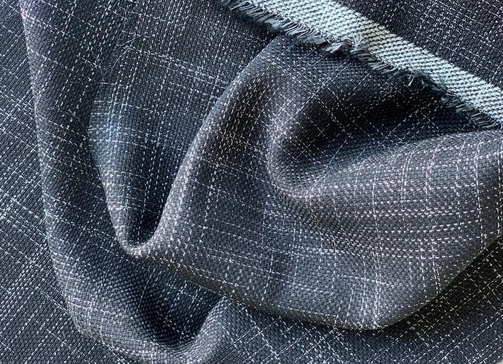 Semi-Sheer Silvery City Nightscape Wool & Cotton (Made in Italy)