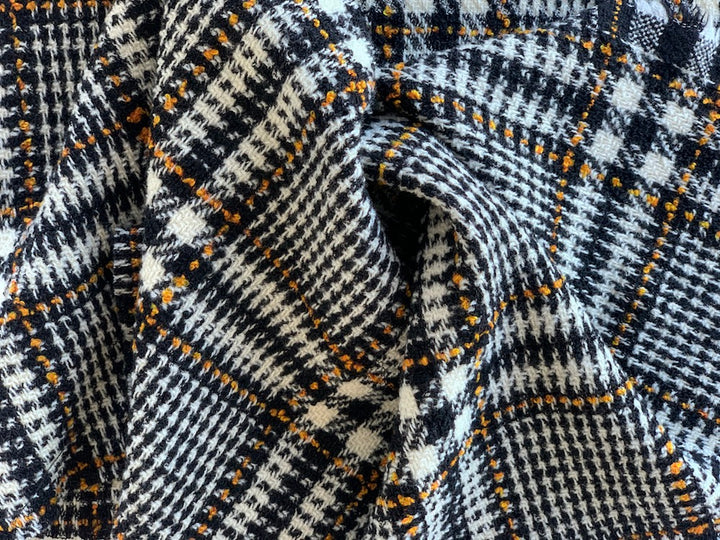 Plaid Marigold, Ivory & Black Wool Bouclé (Made in Italy)