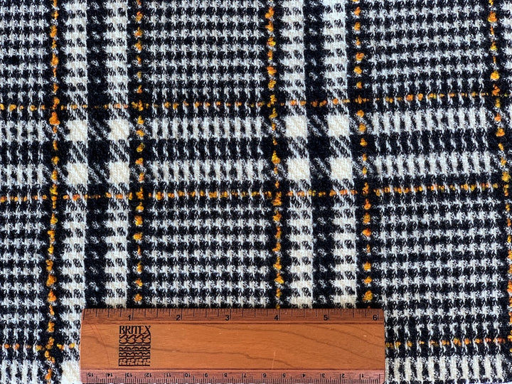 Plaid Marigold, Ivory & Black Wool Bouclé (Made in Italy)