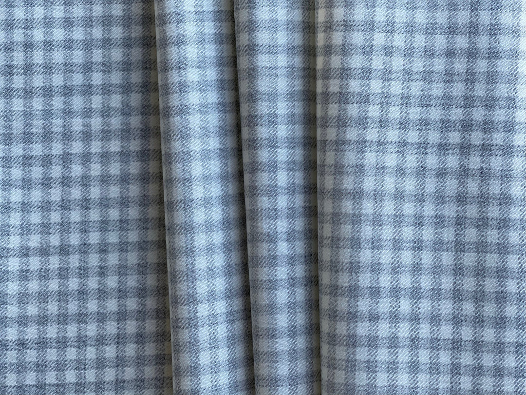 Heathered Light Grey & Winter White Checked Wool Blend