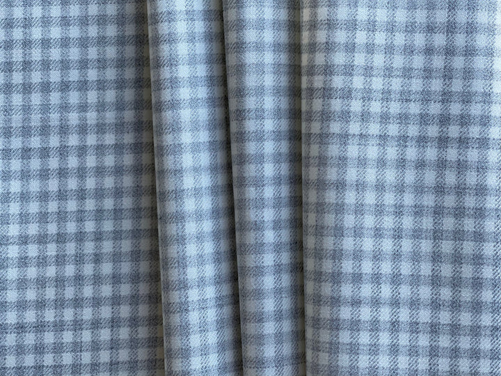 Heathered Light Grey & Winter White Checked Wool Blend