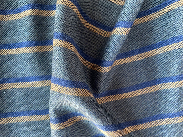 Airy Striped Olive, Navy & Butterscotch Wool (Made in Italy)