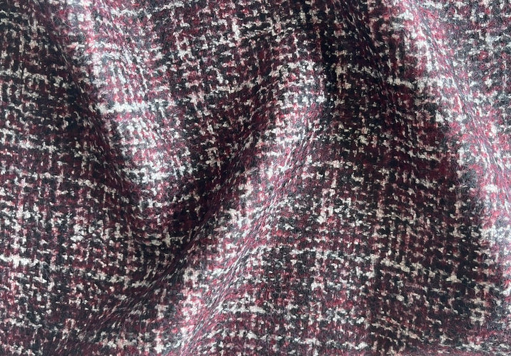 Hugo Boss Deep Claret Wool Tweed Melton (Made in Italy)