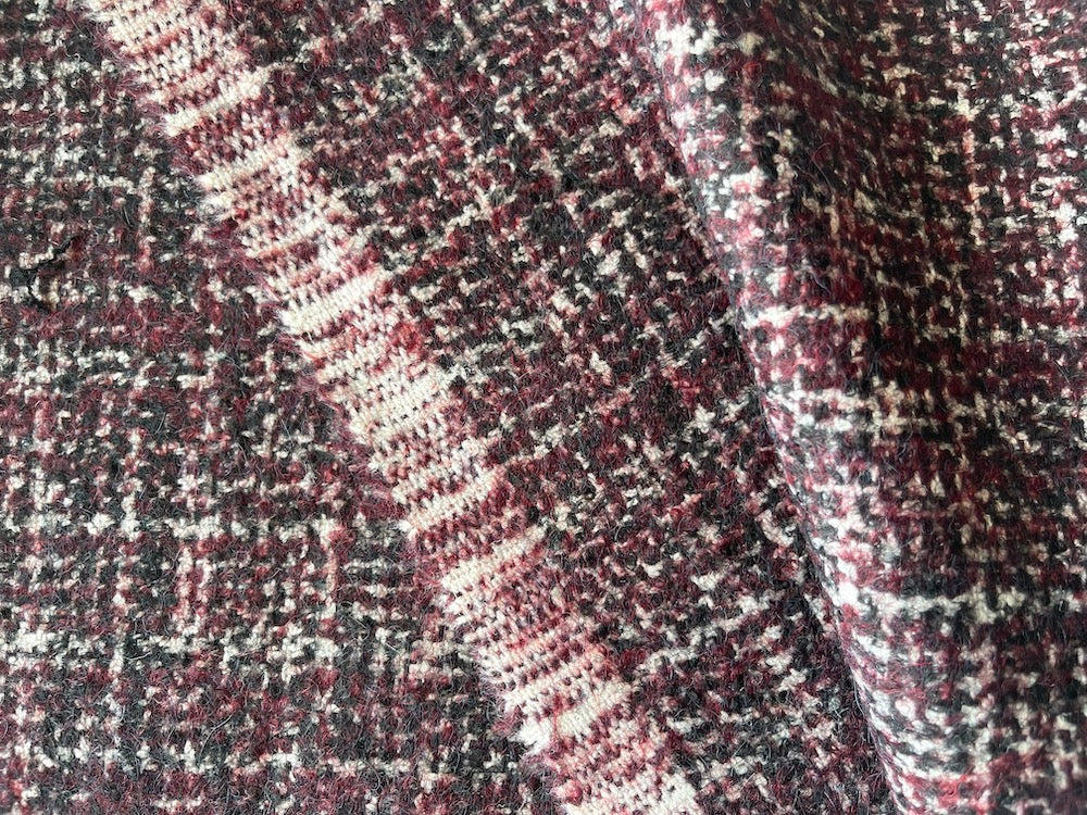 Hugo Boss Deep Claret Wool Tweed Melton (Made in Italy)