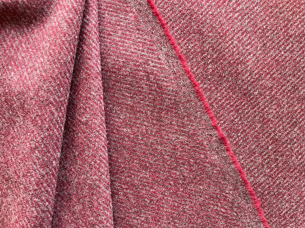 Cranberry & Smoke Wool Twill (Made in Italy)