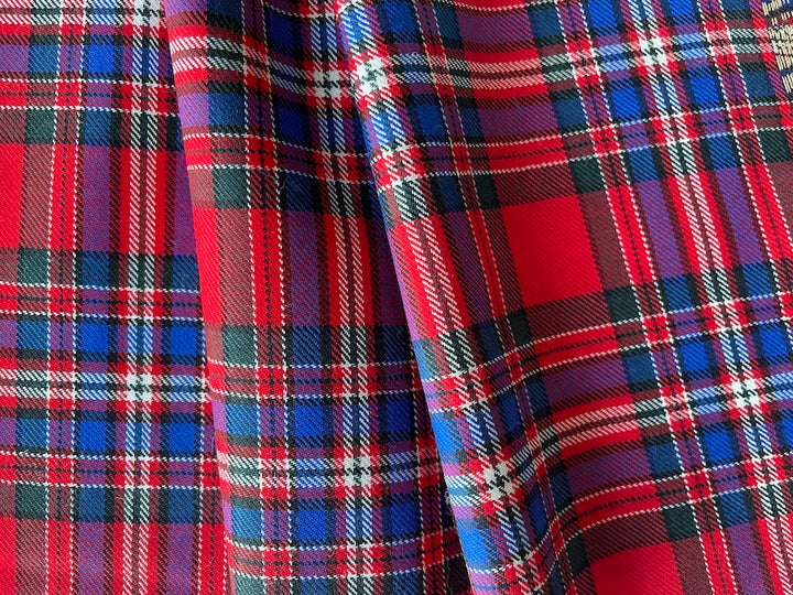 Maraschino Cherry-Cherry Tartan Plaid Wool Twill (Made in Italy)