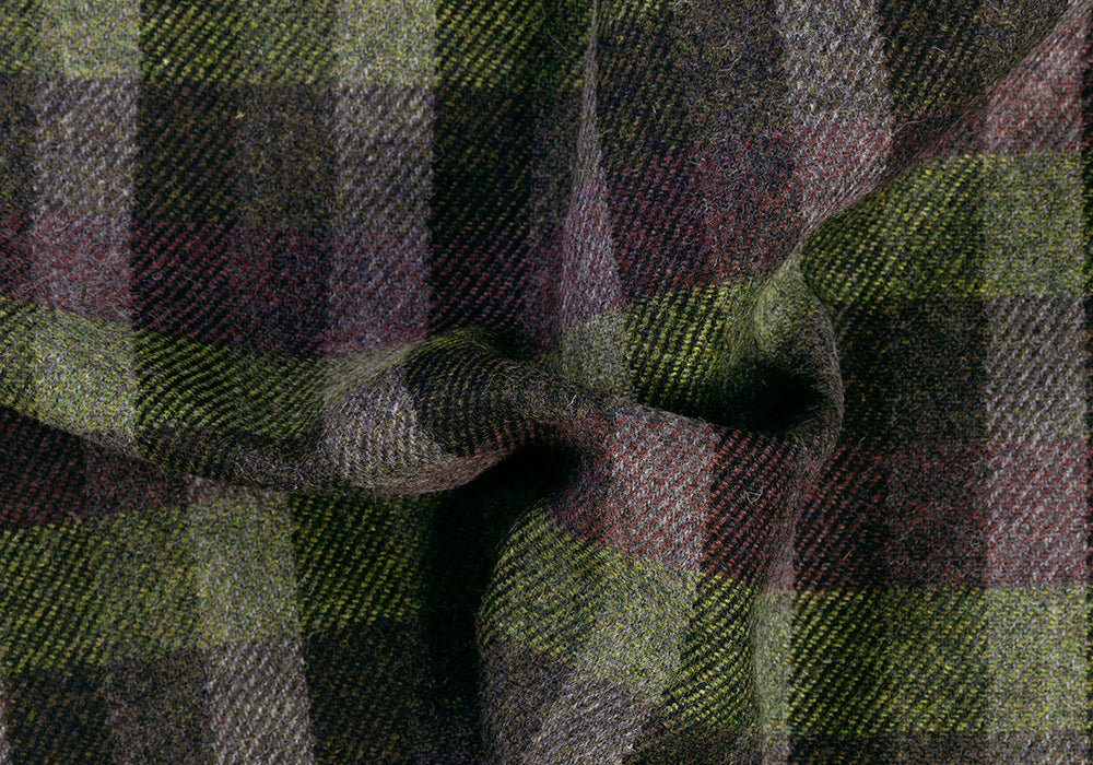 Plum & Pea Green Wool Plaid (Made in Ireland)