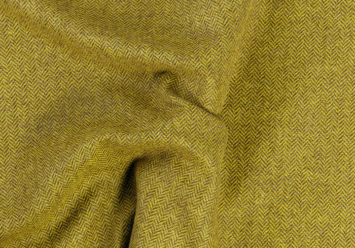 Pea Green & Umber Herringbone Wool Tweed (Made in Ireland)