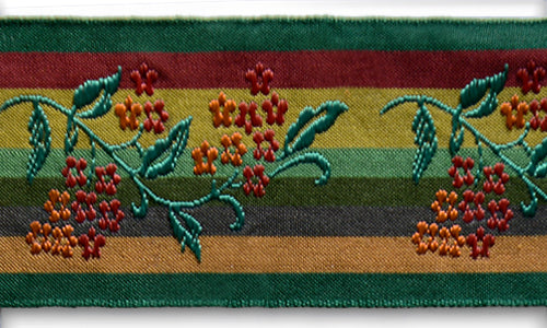 2" Autumnal Helenium Woven Cotton Blend Ribbon