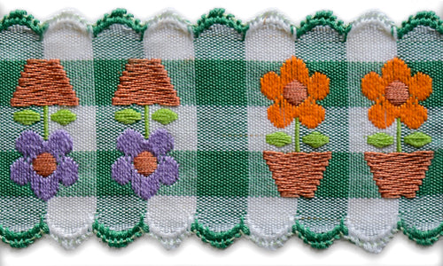 2" Blooming Flowerpots Woven Cotton Ribbon