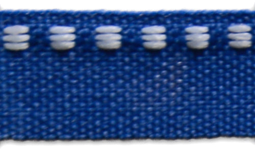 1/2" White Stitched Nautical Navy Woven Ribbon