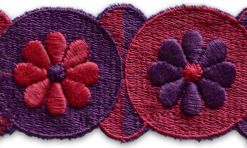 2"  Hot Pink & Plum Flower Power Embroidered Trim