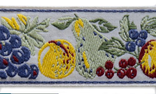 1 3/4" Fruity Carmen Miranda Woven Cotton Ribbon (Made in France)