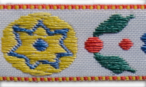 3/4" White Scandinavian Snowflake Bloem Woven Ribbon