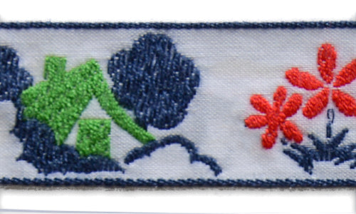 1" Countryside Cottage Woven Cotton Blend Ribbon (Made in France)