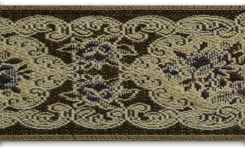 3" Latte Floral Medallions & Scrolls Woven Tapestry Jacquard Trim