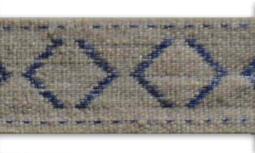 3/4"  Cornflower Arrow Linen Blend Woven Ribbon