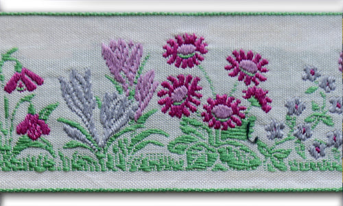 2" Early Spring Crocus, Pasque & Fritallaria Woven Cotton Ribbon