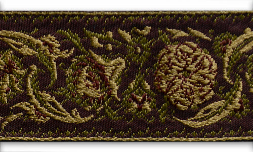 1 3/4" Shadowed Floral Woven Trim (Made in France)