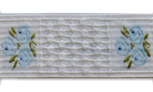 1 1/2" Powder Blue Rosettes Woven Ribbon