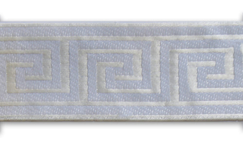 1 1/4" Snow White Greek Key Woven Ribbon