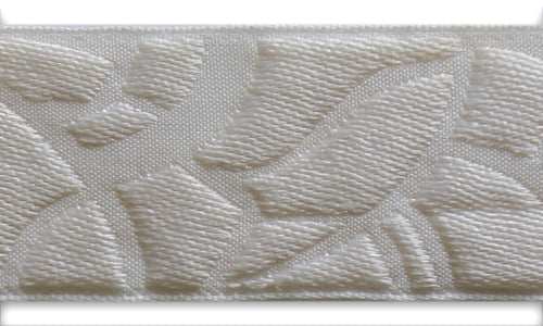 1 1/4" White Mosaic Woven Wool Blend Ribbon
