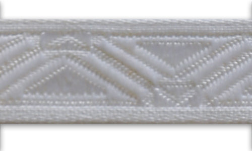 1/2" White Stacked Triangles Woven Cotton Blend Ribbon (Made in Austria)