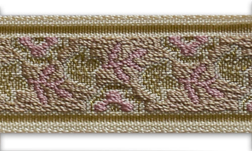3/4" Metallic Pink Floral Woven Ribbon