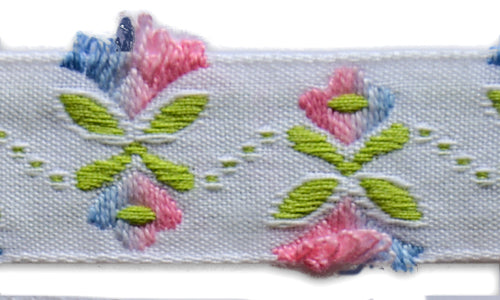 1" Cut Borders Ombré Pink Tulips Woven Cotton Ribbon