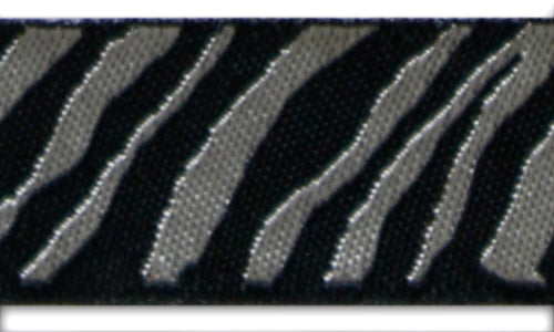 3/4" Black & Silvery White Zebra Woven Ribbon