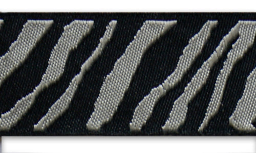 7/8" Black & Silvery White Zebra Woven Ribbon