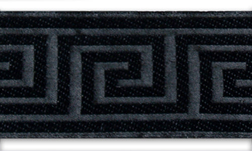 1 1/4" Black Greek Key Woven Ribbon